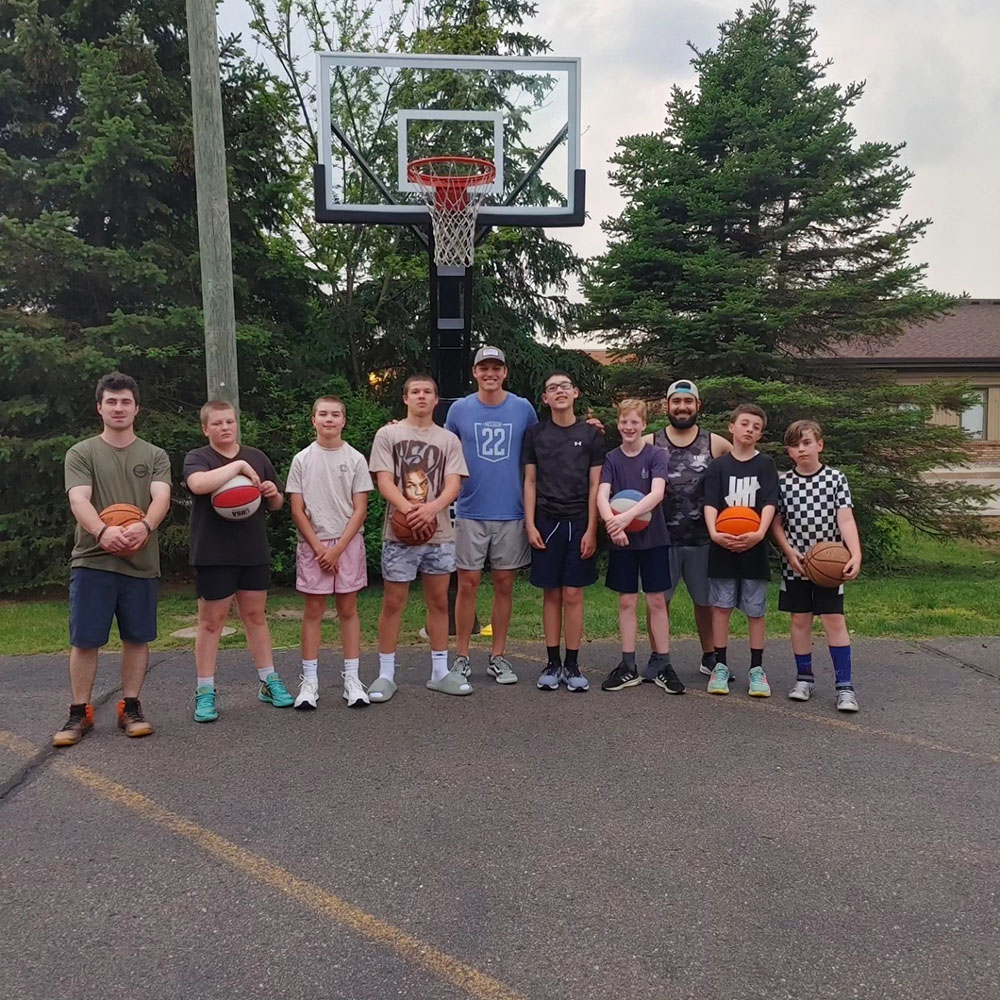 Young Life boys playing basketball