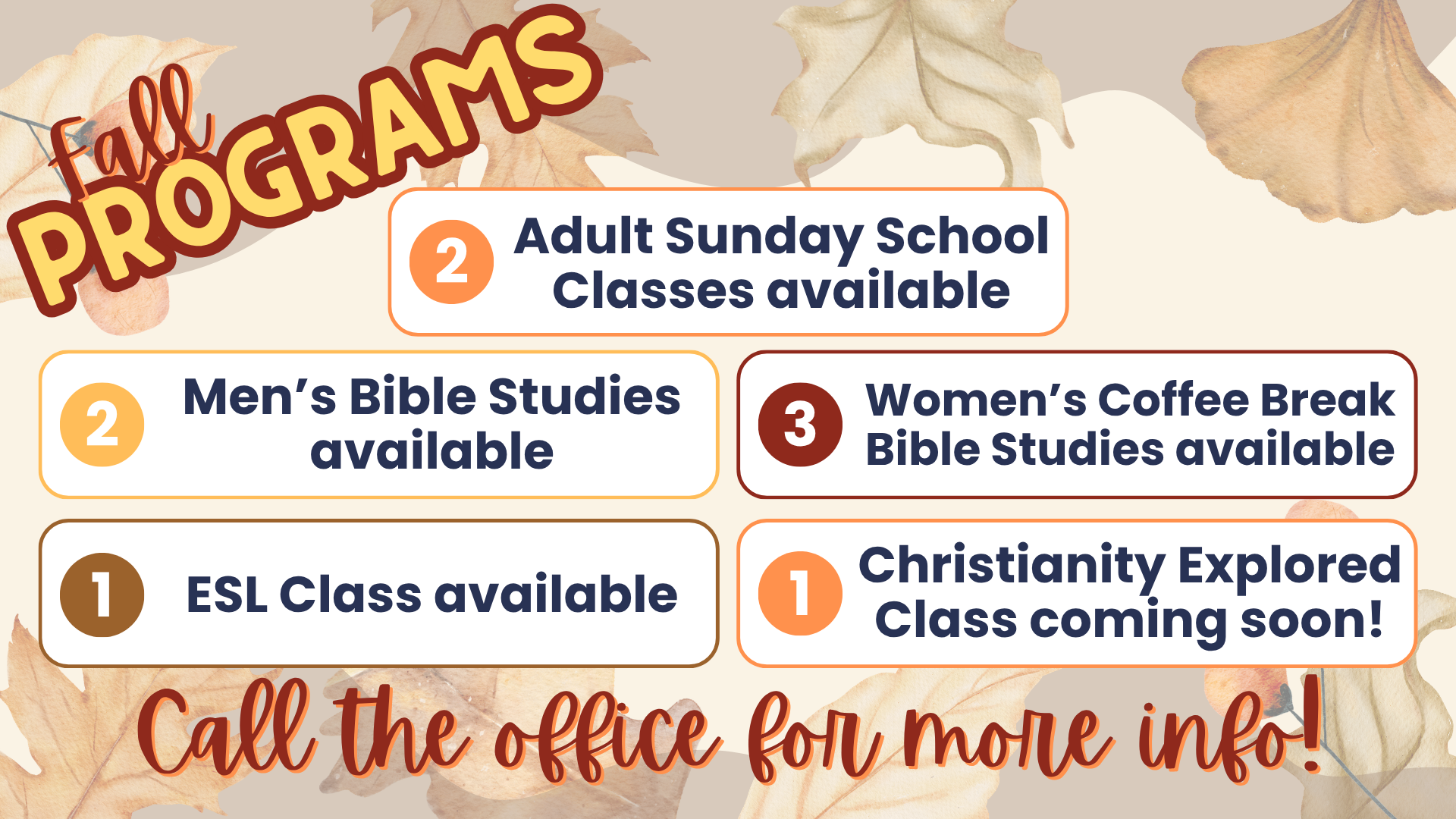 Fall Programs Sign Ups